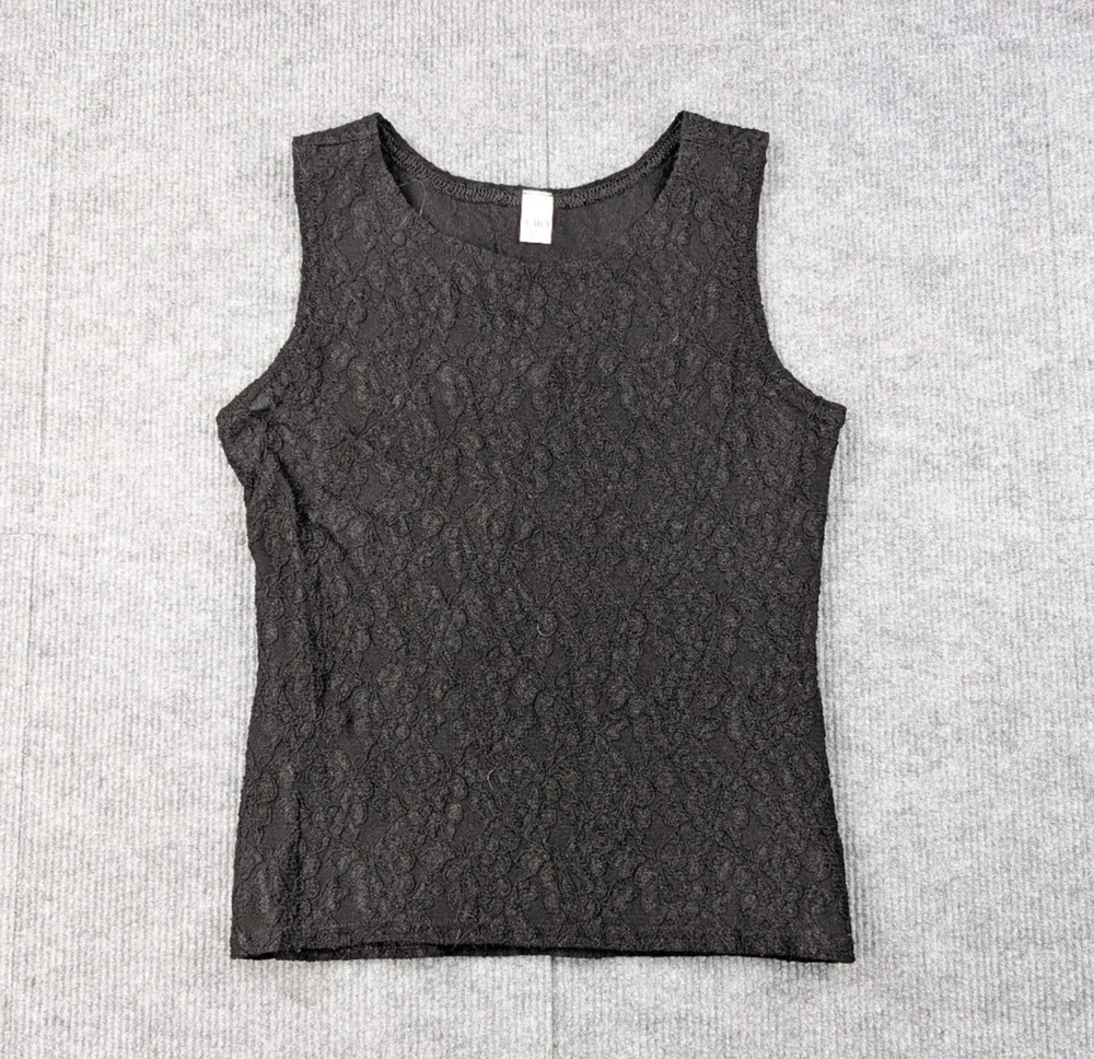 Vintage Lace Top Womens Small Whimsigoth 90s Floral Tank Black Coquette Cato